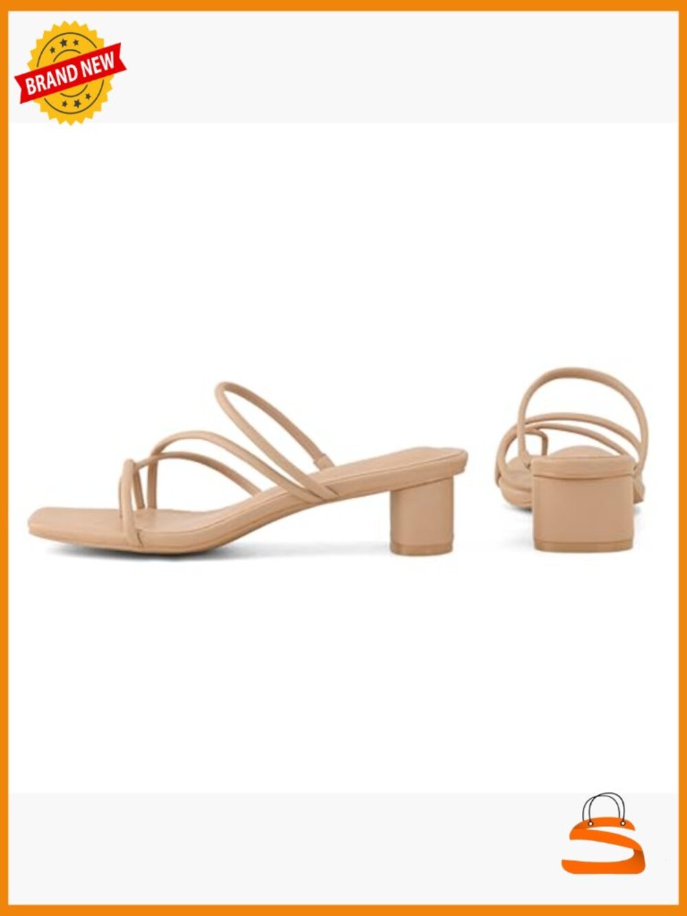 Chunky Block Heel Square Toe Mule Sandals Slip On Thong Strap Kitten Heels - Picture 4 of 5
